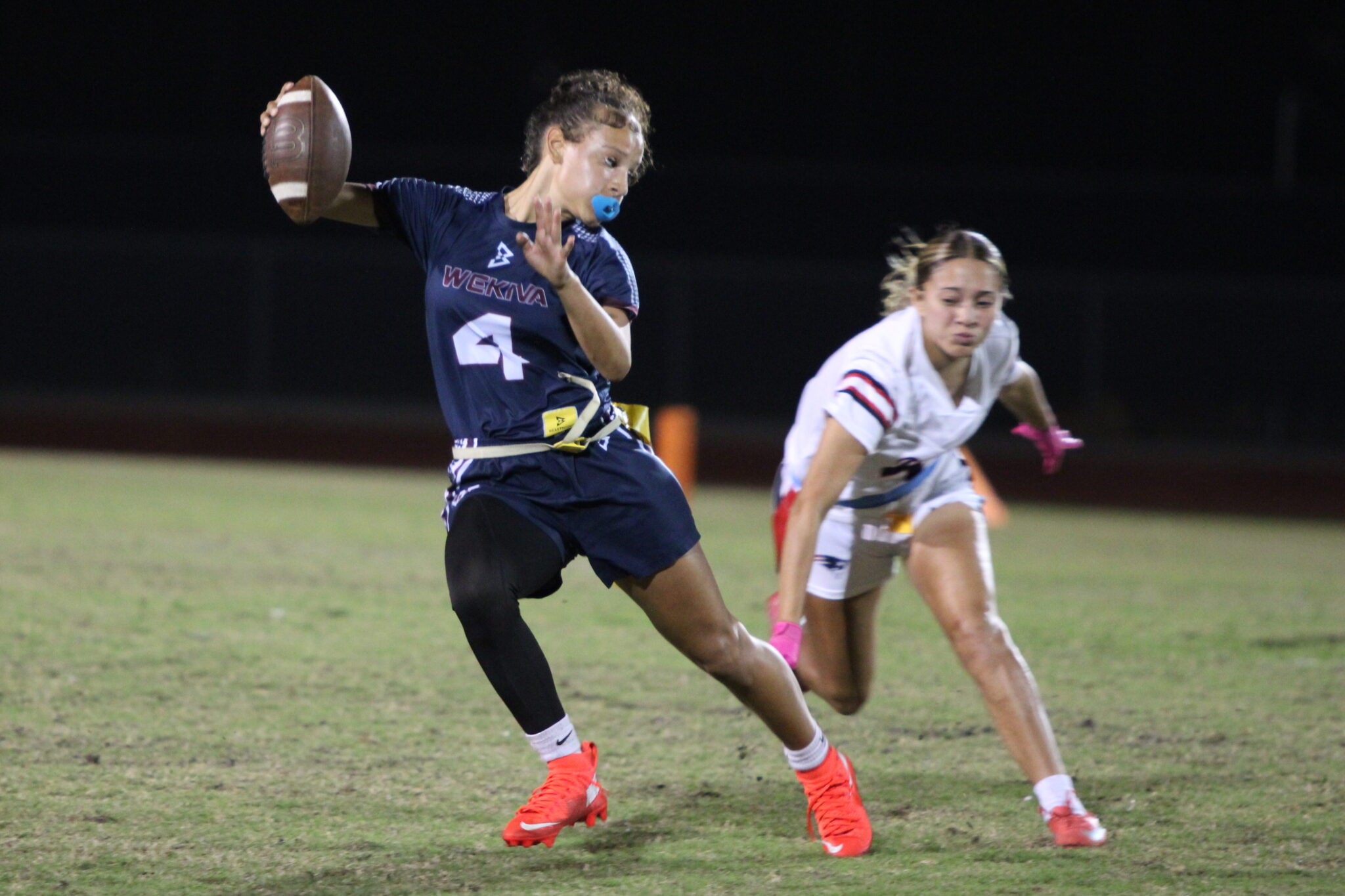 Kiamora Antrum jukes past the Lake Brantley pass rusher