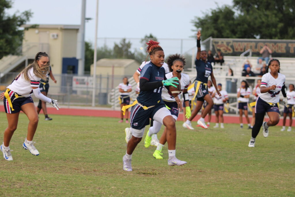 Makayla Bell takes a reception across the middle and into open space after making defenders miss en route to a touchdown