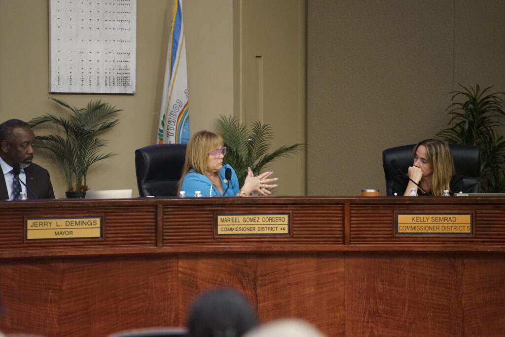Orange County District 4 Commissioner Maribel Gomez Cordero speaks at a Board of County Commissioners meeting last year.