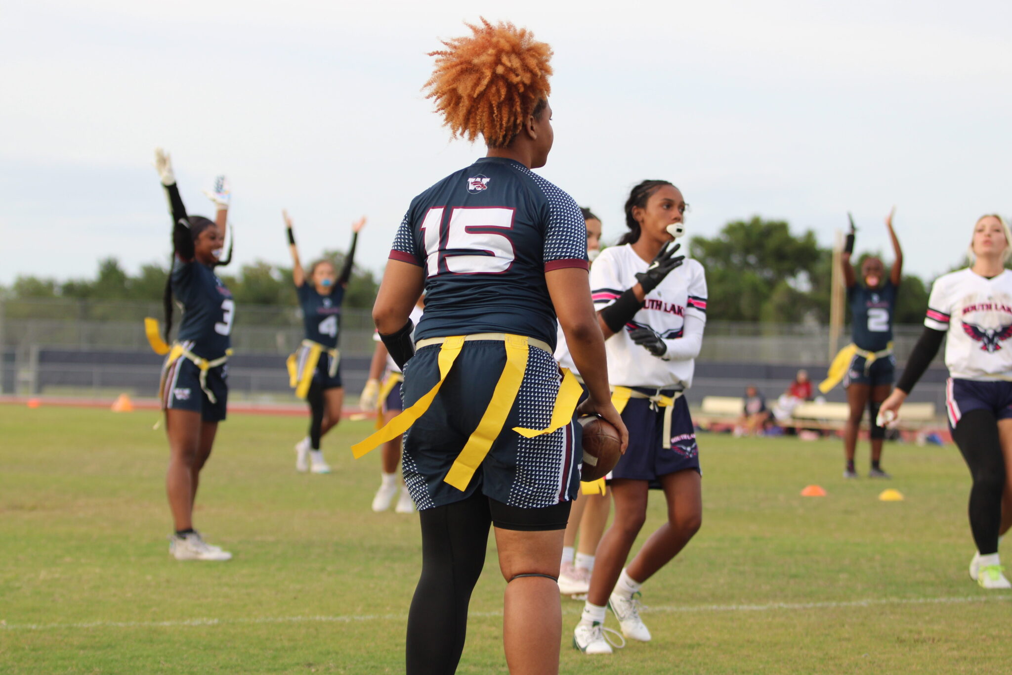 Paris Blackwood receives a touchdown pass in the corner of the endzone to take a 15-0 lead late in the game