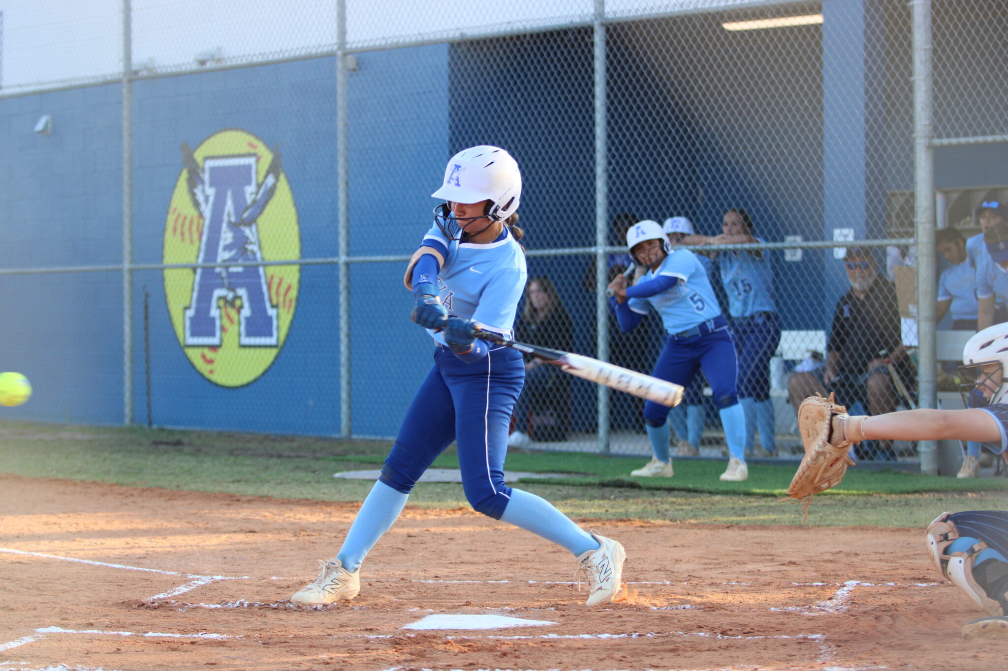 Shylah Pino leads the championship game off with a single against Lake Brantley