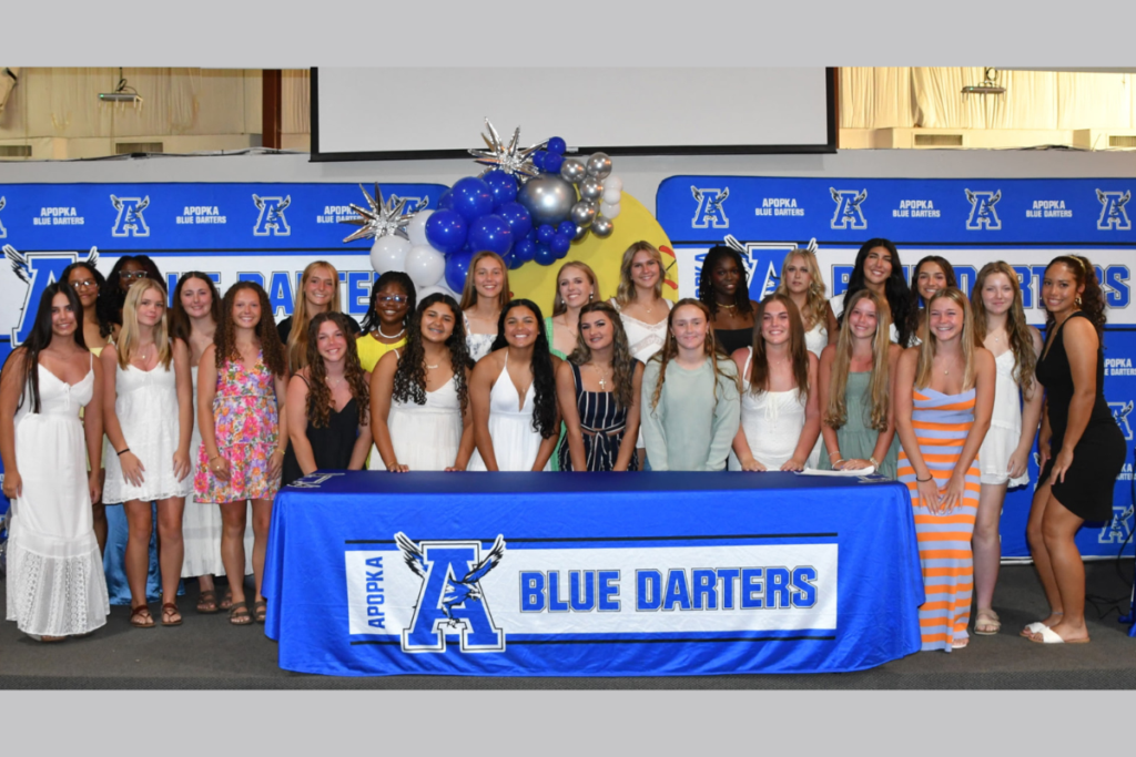 2026 Apopka Blue Darters softball team at the annual awards banquet.