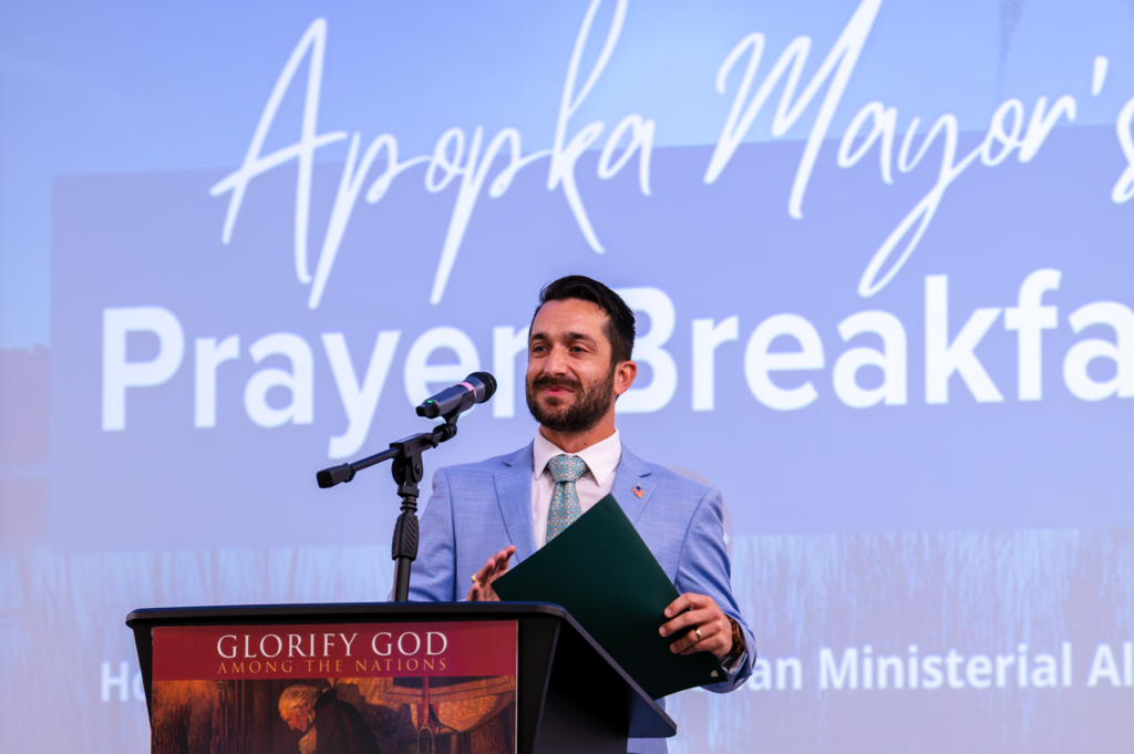 Mayor Nick Nesta, seen here at the May 7 Apopka Mayor’s Prayer Breakfast, has previously expressed interest in conducting additional workshops to increase public input on issues such as the city budget.
