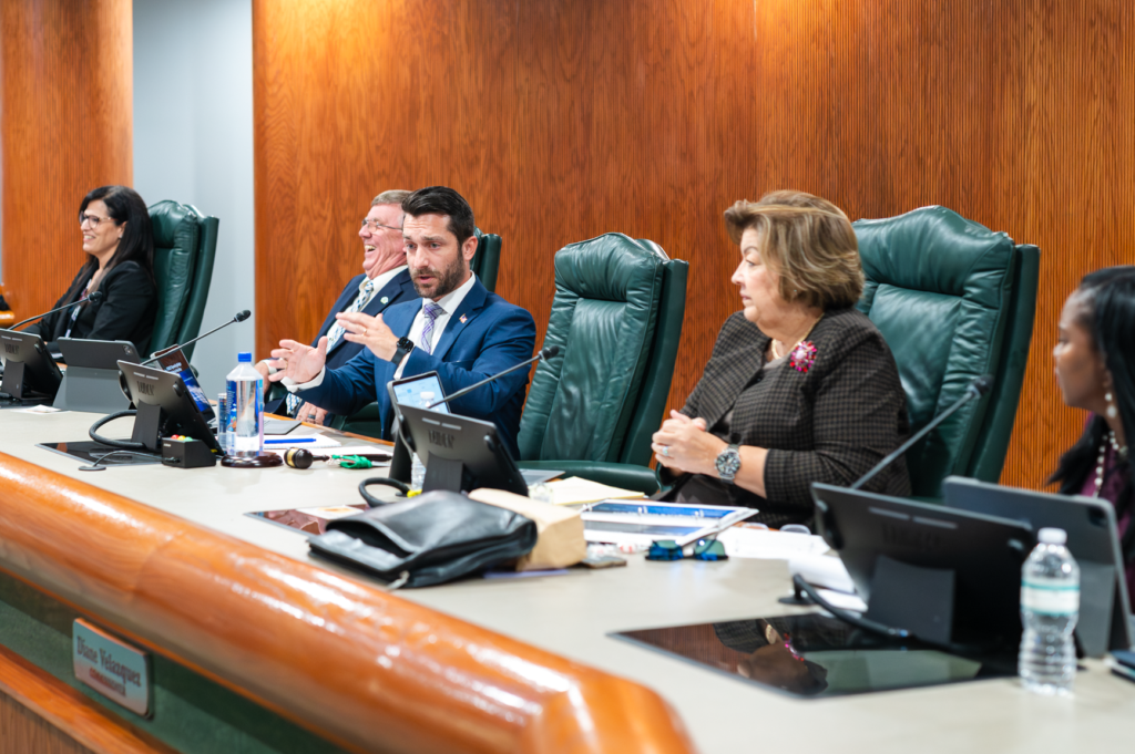 The City Commission, seen here at the Wednesday city budget workshop, will meet on May 20 for a discussion workshop then its regularly scheduled meeting.