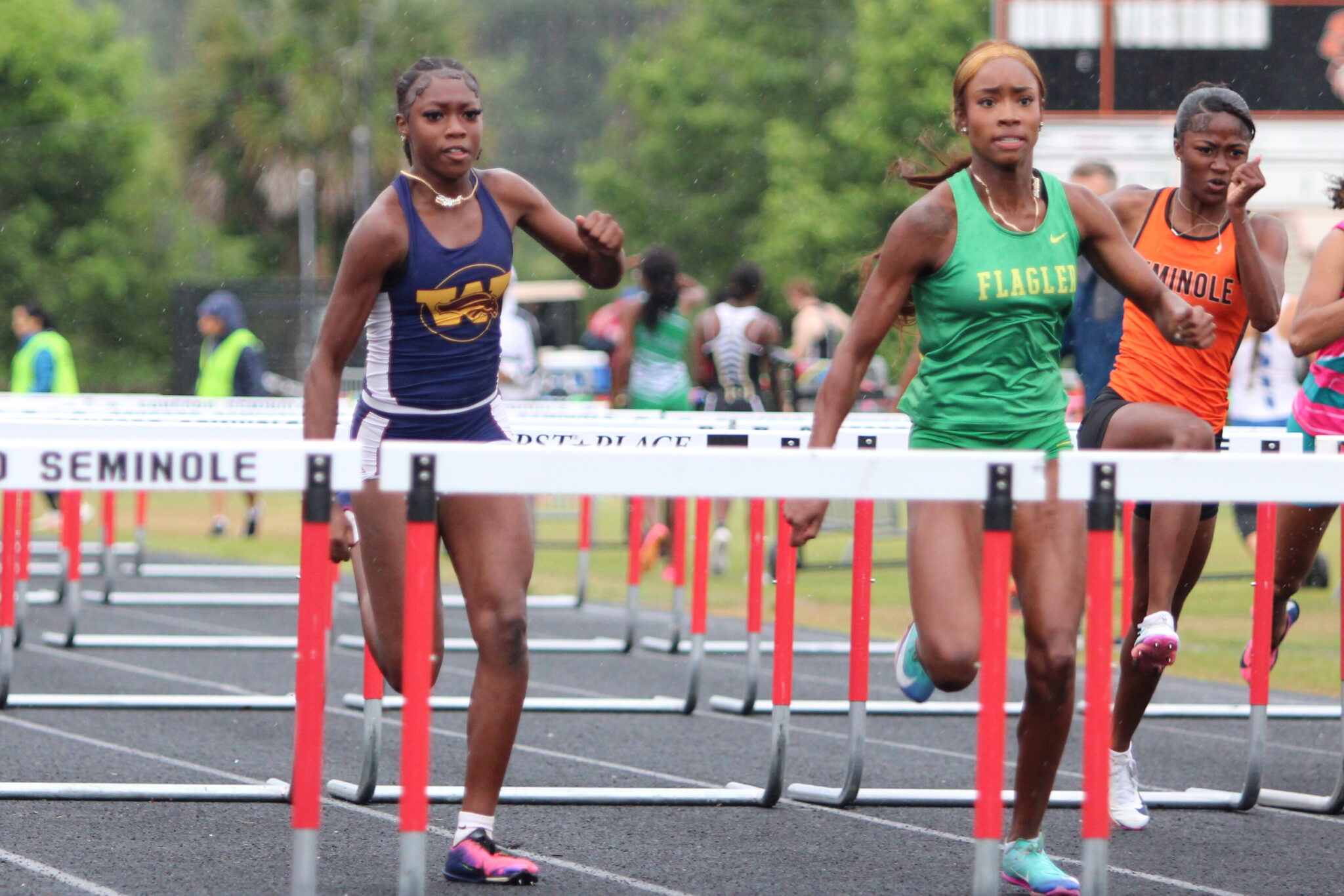 Te'Ariel Harley neck and neck with Flagler Palm Coast as they approach the final hurdle