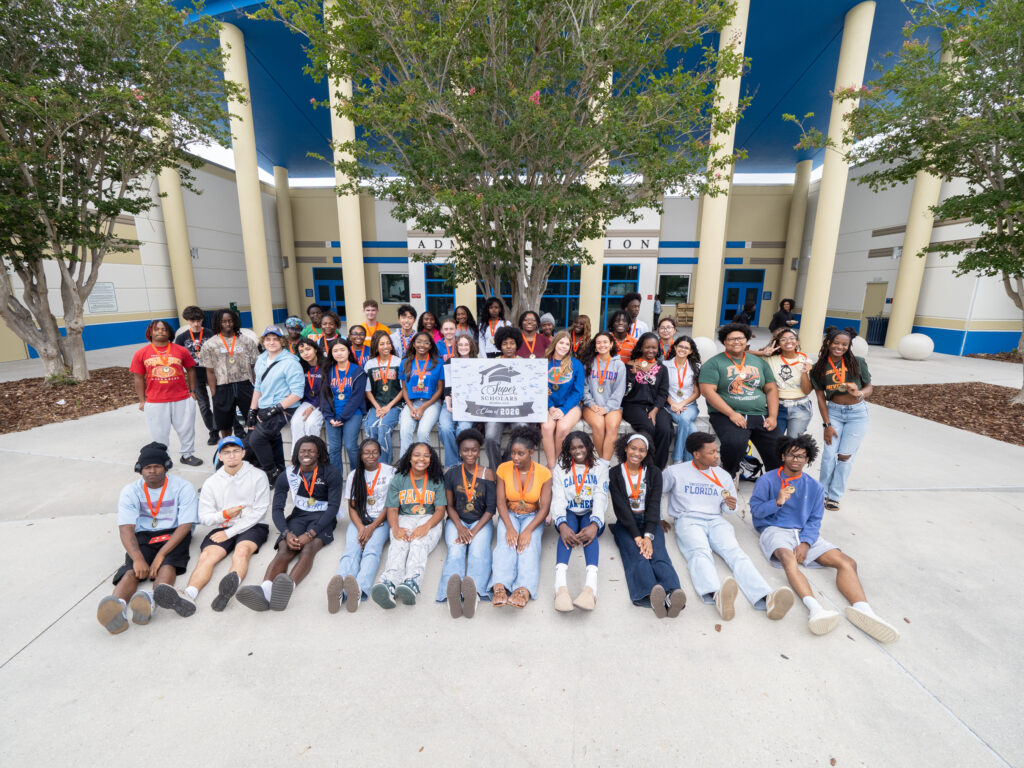 Apopka High School Super Scholars smile for the camera.