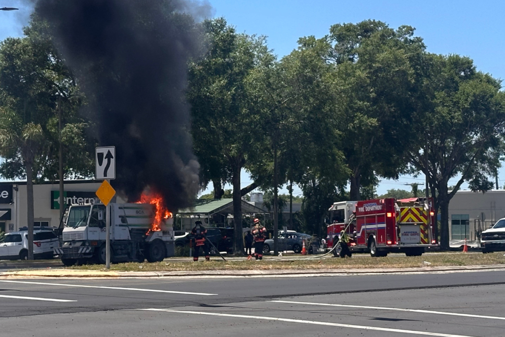 Firefighters respond to a vehicle fire involving a truck on May 7 along East Semoran Boulevard.