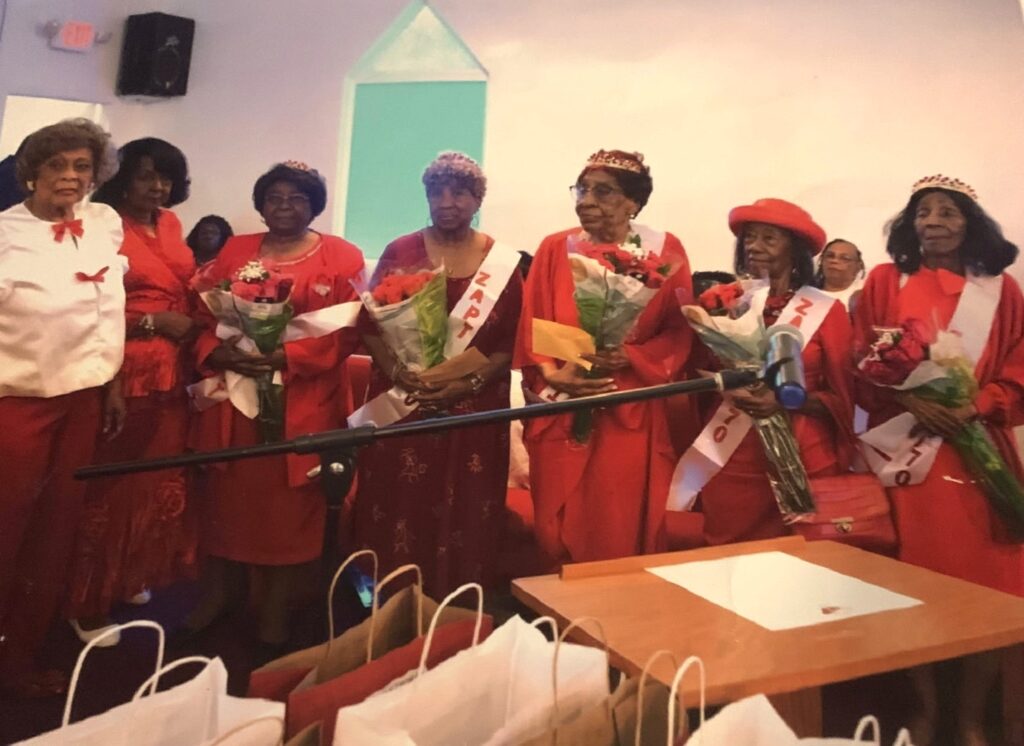 From left to right: registrar Ethel Tarver, treasurer Rose Morris, Betty Baker, Gladys Bell, Margaret Rolle, Luevada Williams and Betty Gainey.