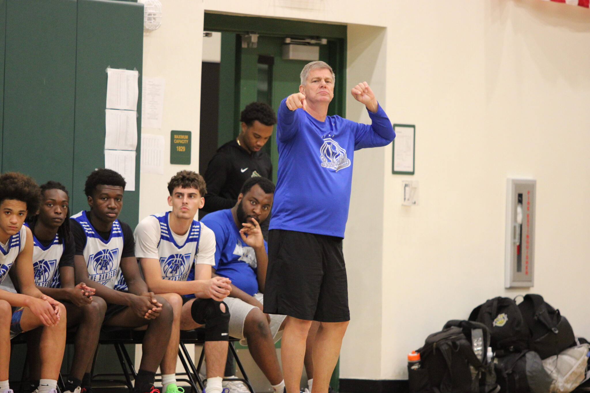 Coach Scott Williams calls out an offensive play.