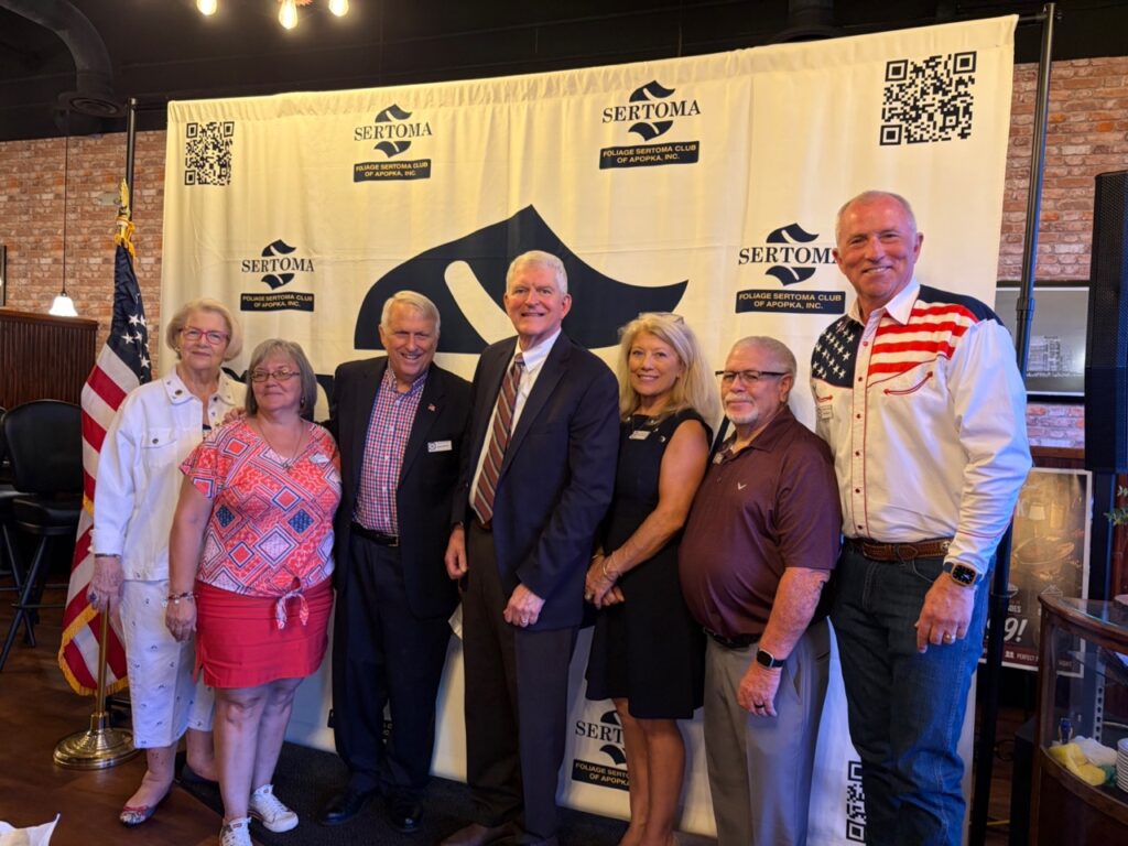 Foliage Sertoma club members pose with Congressman Daniel Webster at the club's Tuesday meeting. From left to right: Bev Winesburgh, Lorena Potter, Bryan Nelson, Daniel Webster, Diann Haubner, John Cloran and Eric Mock.