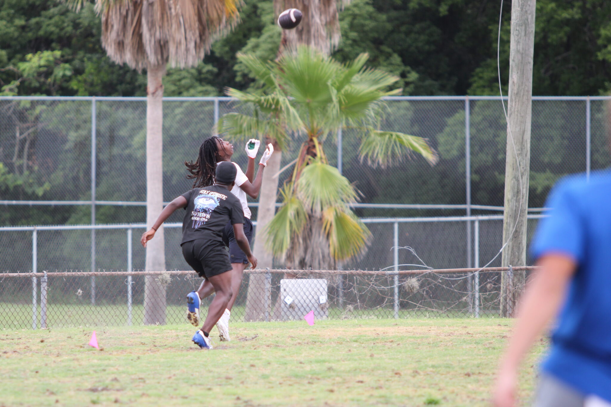 Freshman Quarterback Kai Goodling drops a dime to Nyzier Collington on a streak to the endzone.