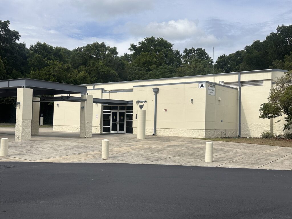 County commissioners are expected to review public feedback on a proposed stormwater utility fee later this month. Pictured is Building A of the John H. Bridges Community Center, where county officials held a stormwater utility fee community meeting Monday.