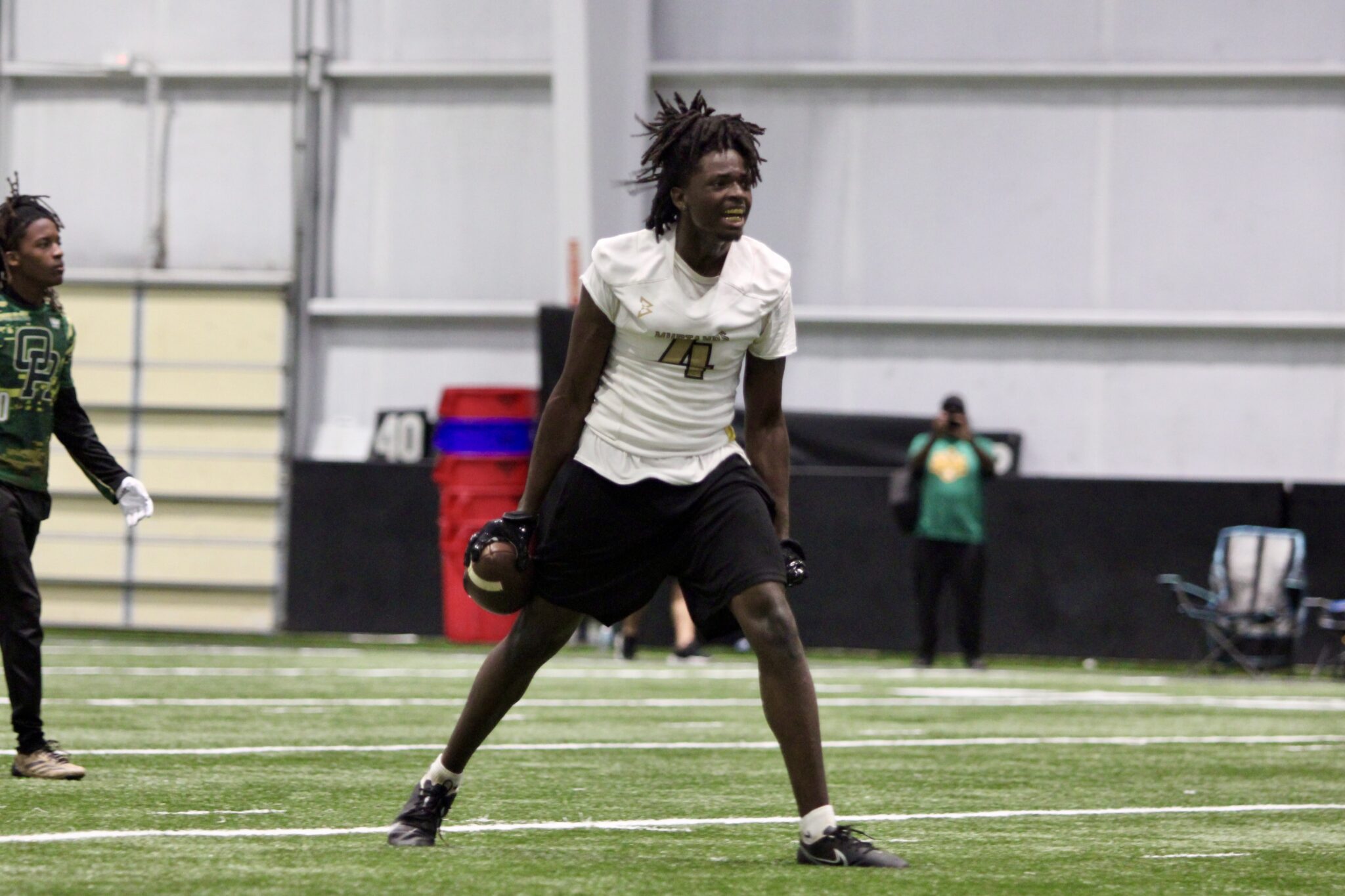 Jaylyn Noel hyped up over his second interception of the evening.
