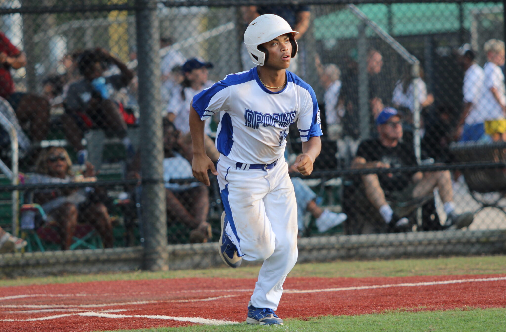 Jorge Santiago admires his deep shot in the gap.