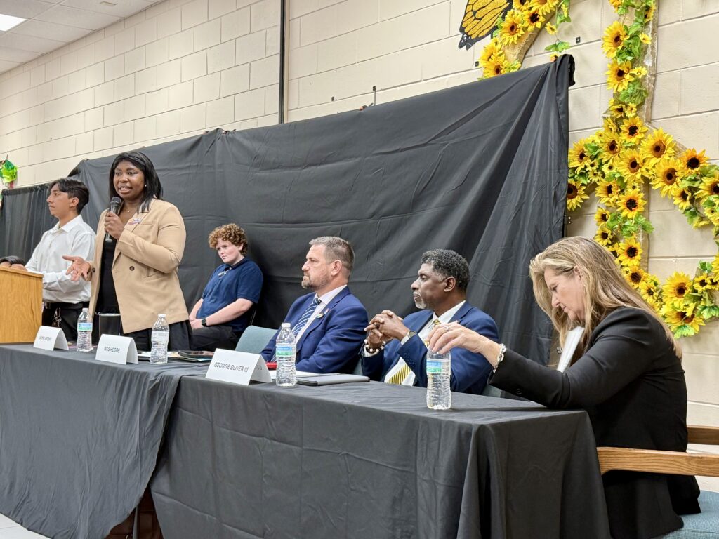 Kamia Brown speaks at the June 19 Hope CommUnity Center forum.