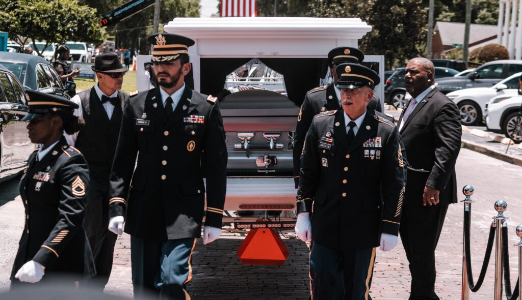 Members of the U.S. military served as pallbearers for specialist Mariyah Collington's coffin.
