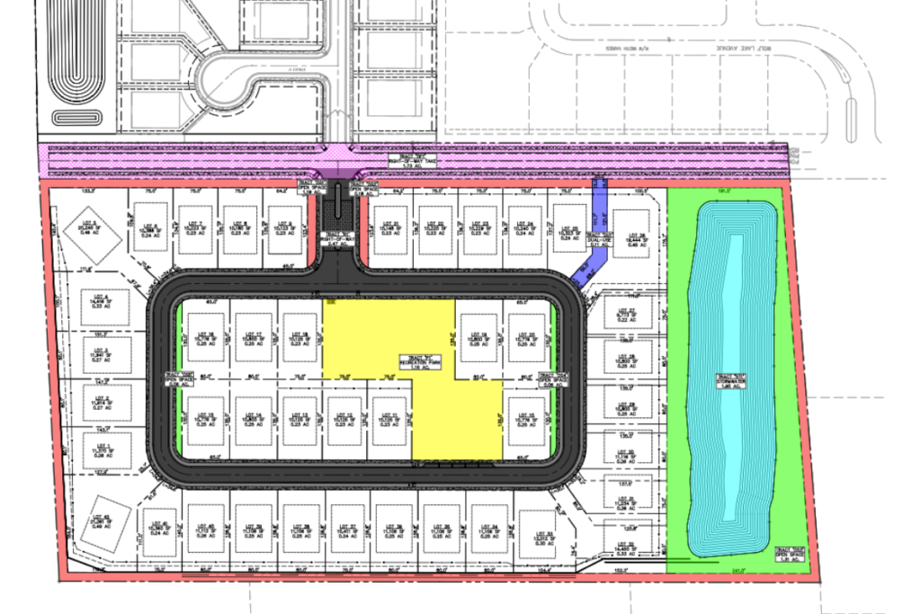 A tract map depicts the proposed Wolf Lake Ranch Phase 3 development, which calls for 42 single-family homes on approximately 21 acres in northwest Apopka.