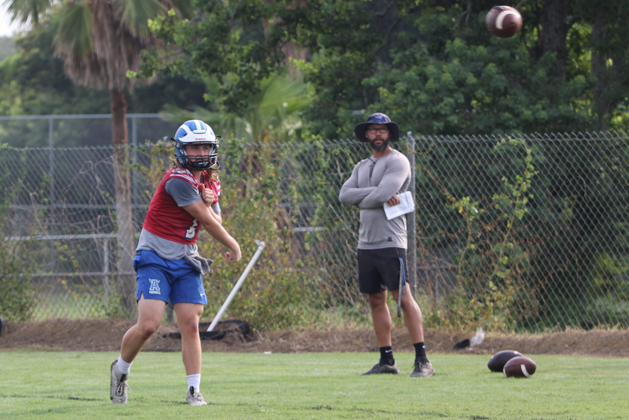 Junior QB Hunter McNenney works on his quick pass off the snap.