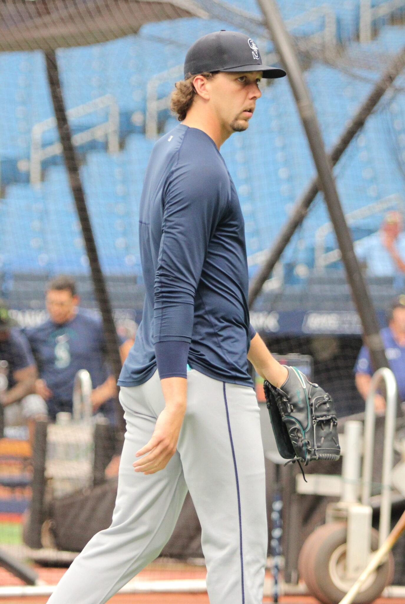 Logan Gilbert walks off the field ahead of Friday's game against the Tampa Bay Rays at Tropicana Field in St Petersburg, Florida.