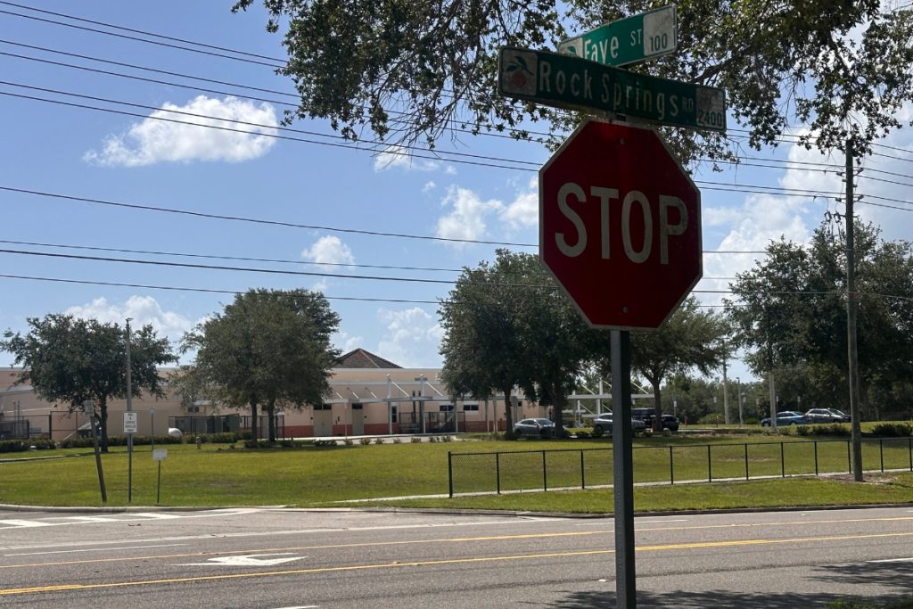 Rock Springs Elementary School, shown at the intersection of Rock Springs Road and Faye Street, has been selected as one of the first 12 Orange County schools included in the county's initial rollout of automated school-zone speed enforcement cameras.