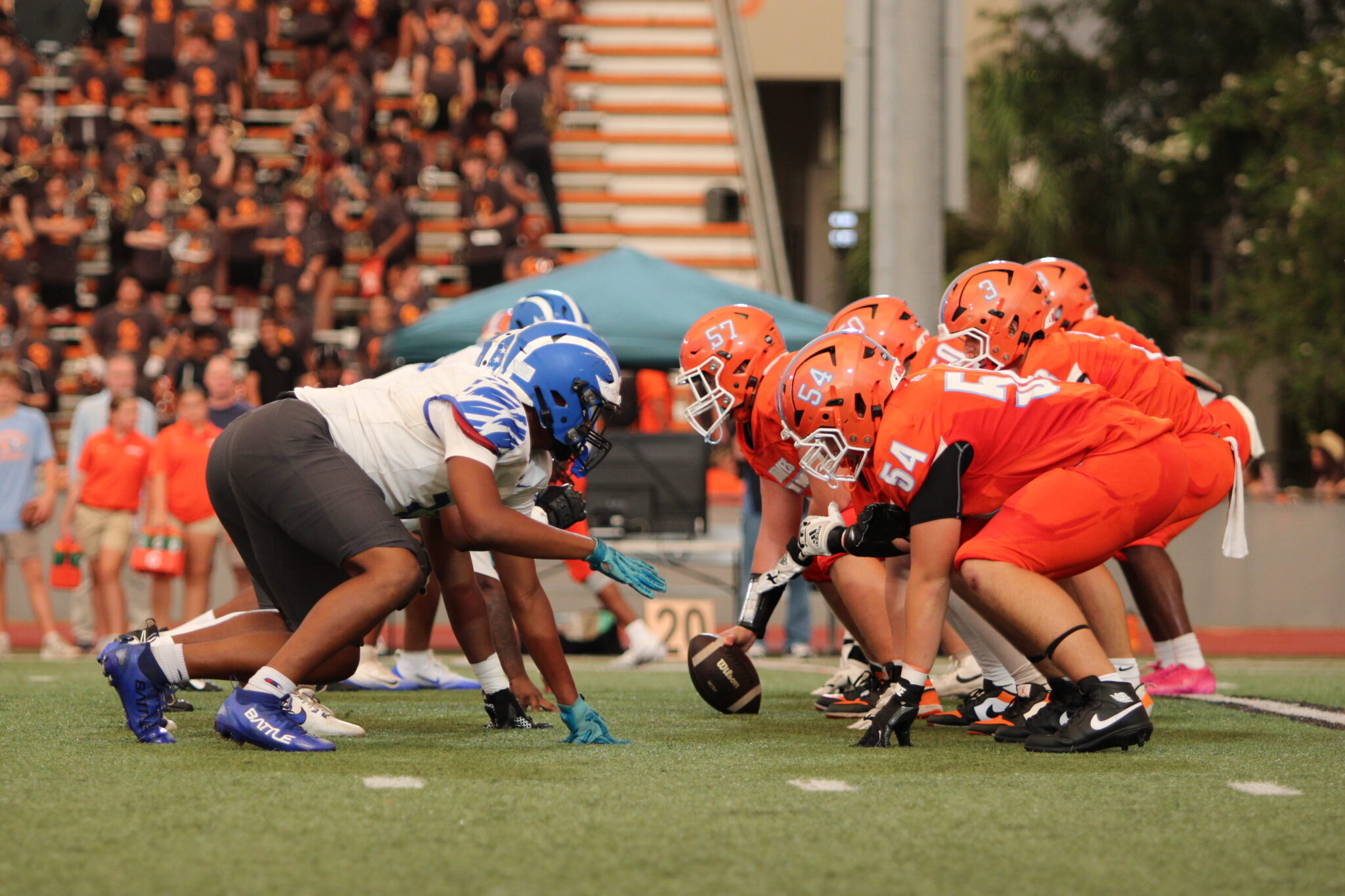 Apopka's defense lines up against Boone's offense to start the game.