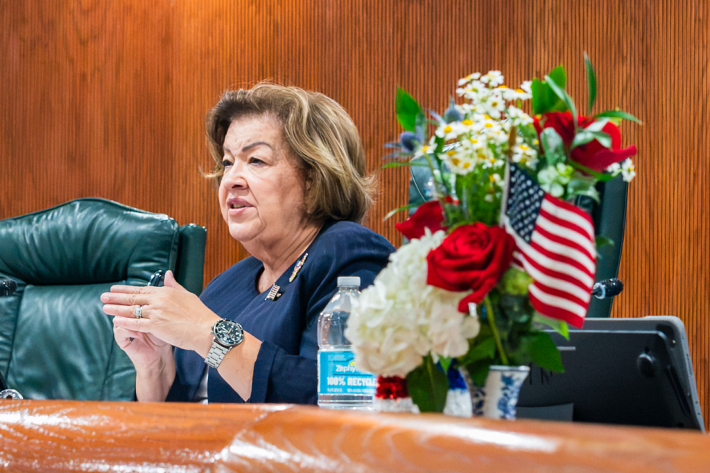 Diane Velazquez speaks at a July Apopka City Commission meeting.