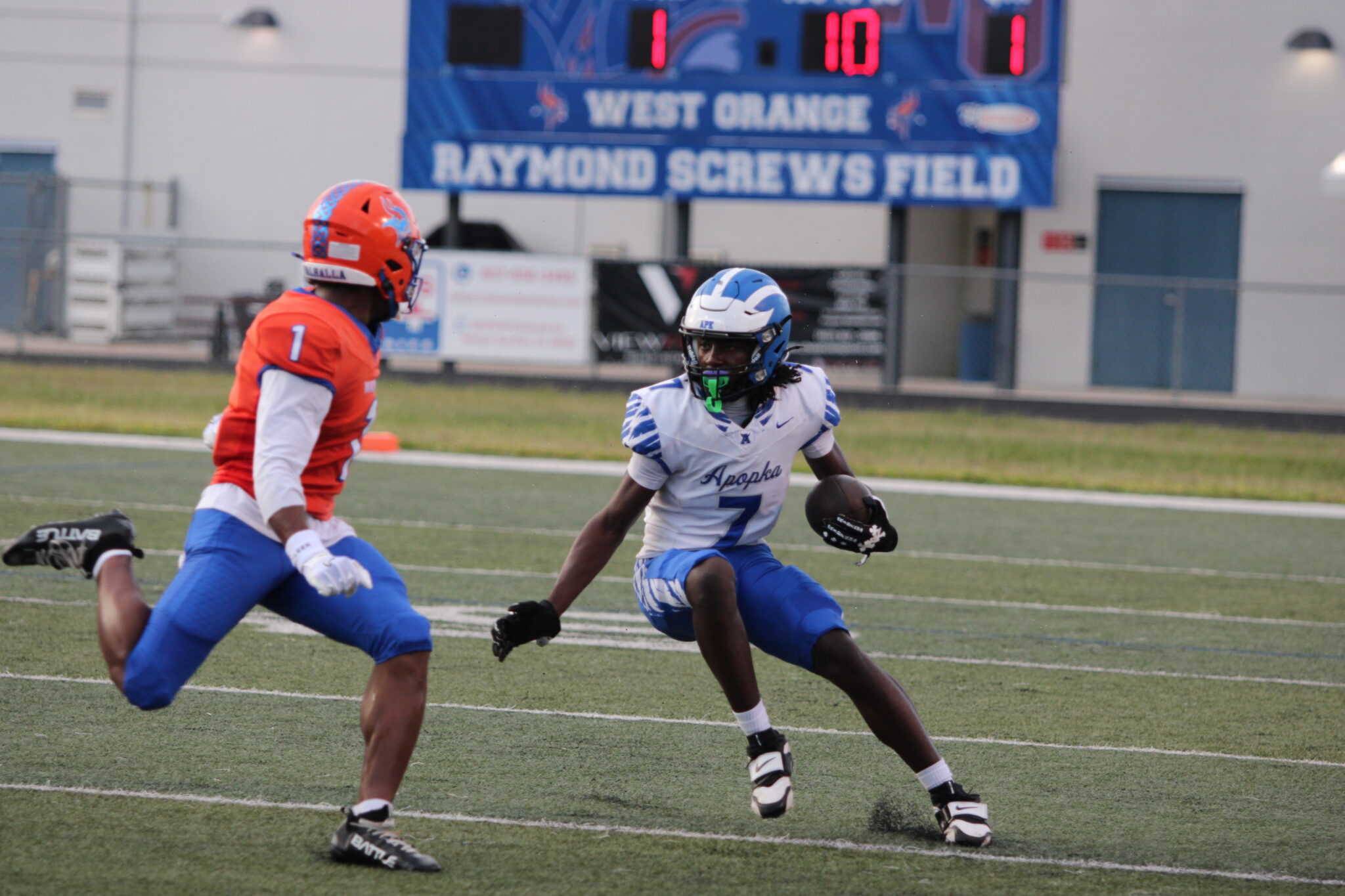 Jaylen Laster cuts back on his kick return to the 25 yard line.