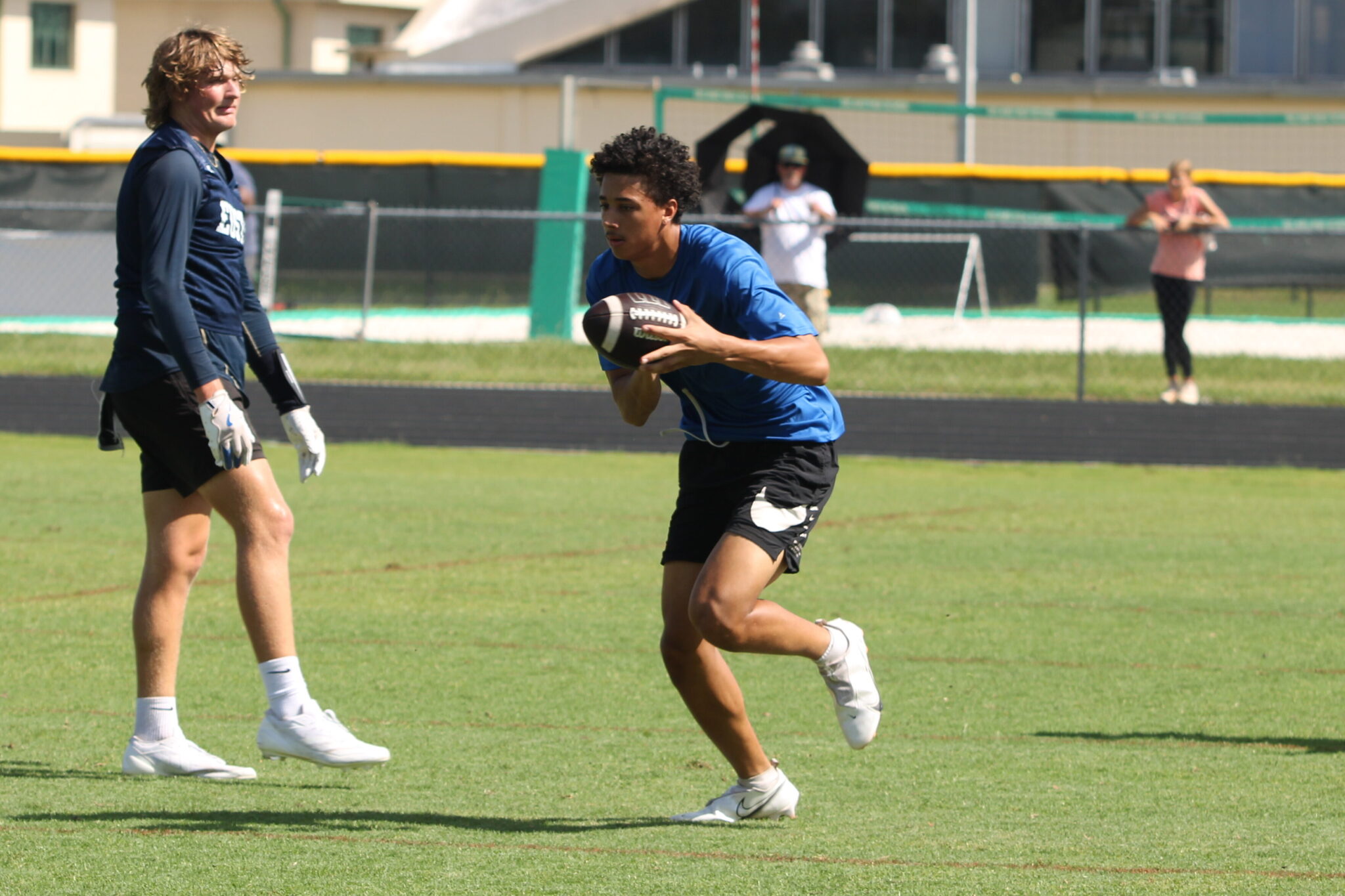 Kamron Medina snags interception in 7 on 7 against Eustis.