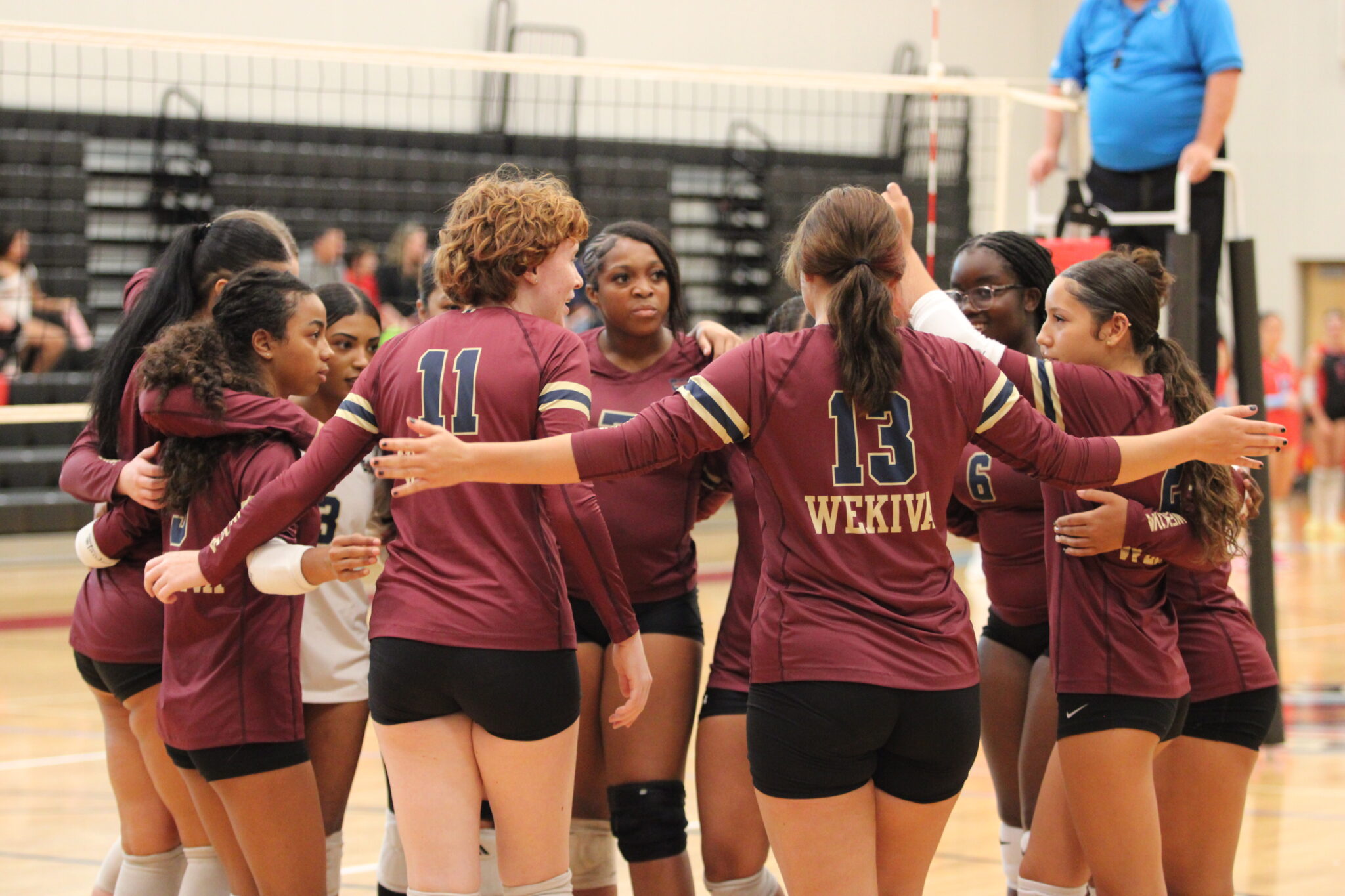 Mustangs huddle up ahead of their match with Ocoee.