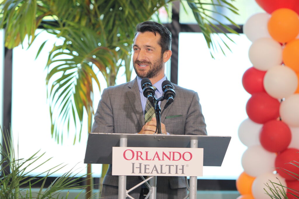 Mayor Nick Nesta speaks at the ribbon-cutting for the Orlando Health Behavioral Health Hospital in May.