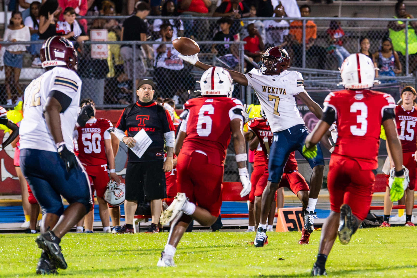 Reshard Ricketts attempts a one-handed interception.
