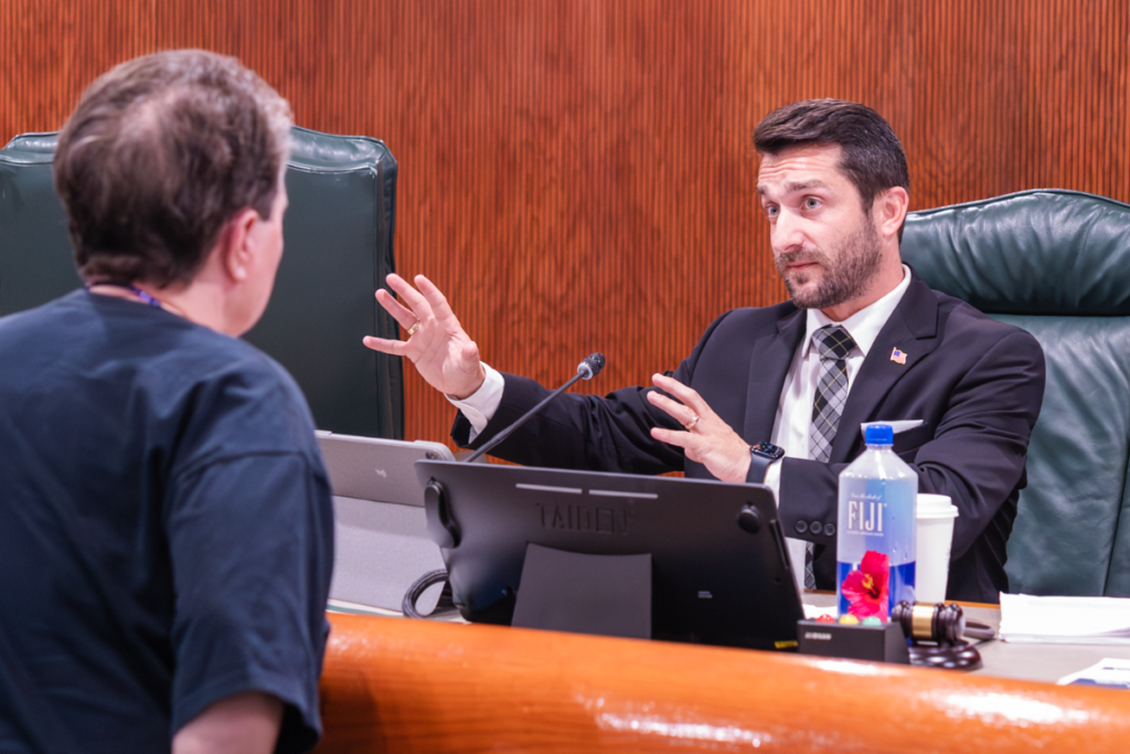 Mayor Nick Nesta speaks during an Apopka City Commission meeting on May 20 at City Hall. Nesta announced Aug. 11 a temporary hiring pause for most vacant city positions through Oct. 1 as the city reviews staffing and its organizational structure.