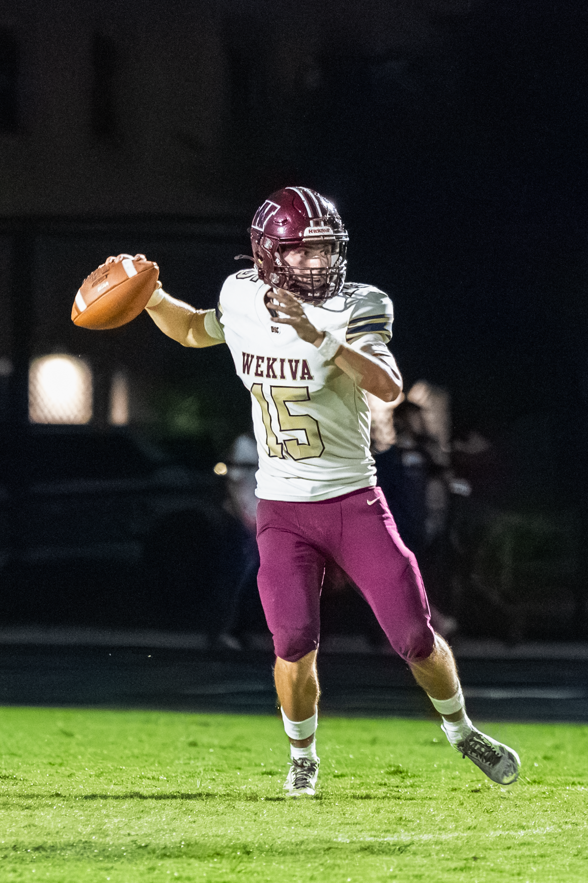 Dominick Sanguine (15) eyes his target down and prepares to launch a ball down field.
