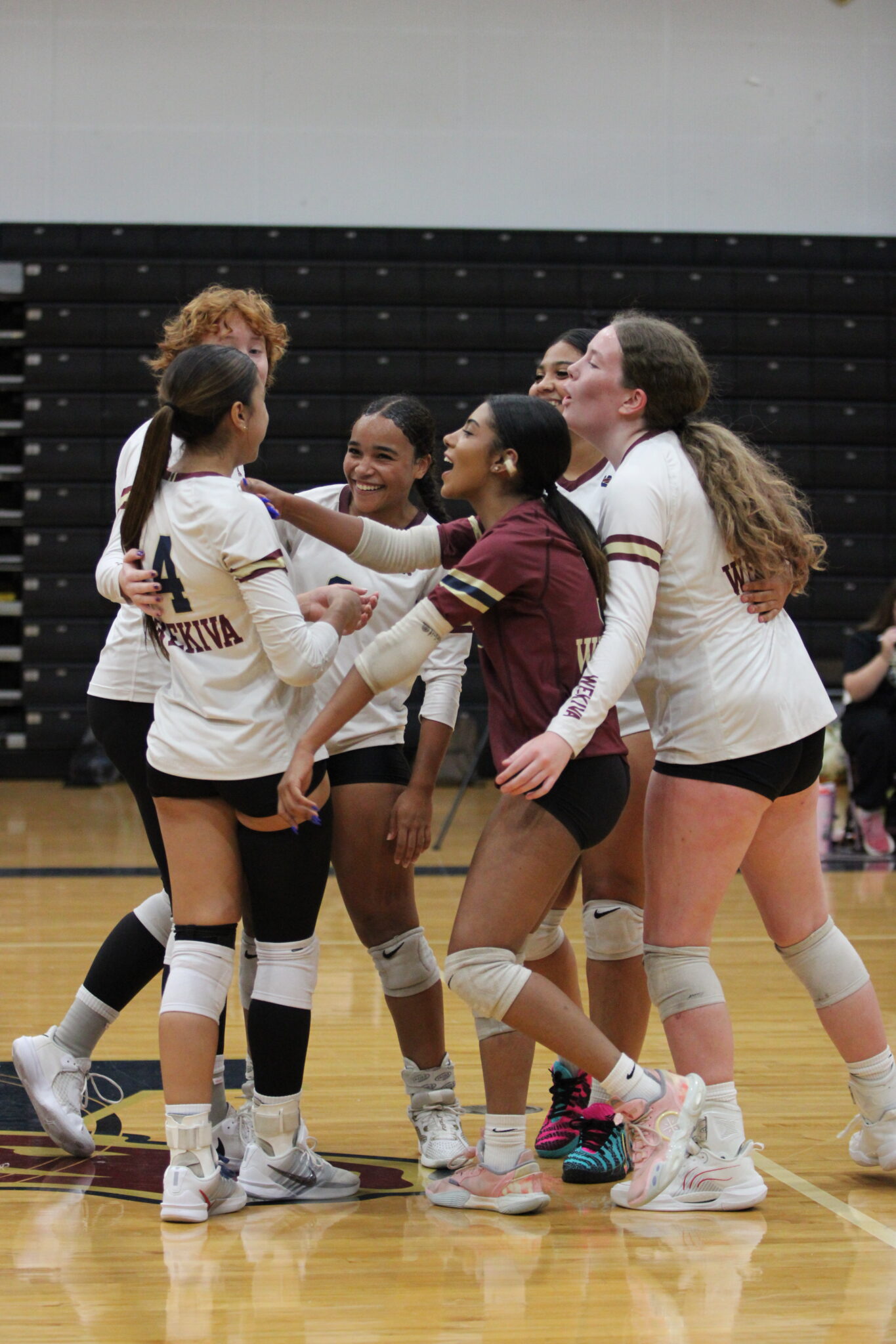 Mustangs rejoice after a point.
