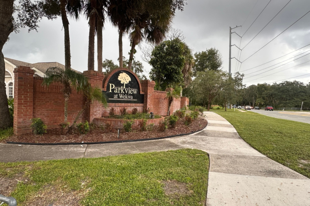 The entrance to Parkview at Wekiva along East Welch Road is shown Tuesday. The neighborhood was among the areas covered by a precautionary boil-water advisory issued after Monday’s water-main break. The city lifted the advisory Wednesday.