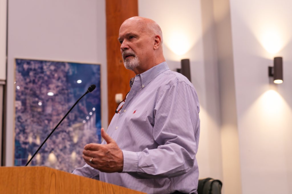 Apopka Planning Commission member Robert Ryan speaks during a May 20 City Commission workshop. Ryan, who proposed the Planning Commission’s review of the land development code, was absent from its Sept. 22 meeting.
