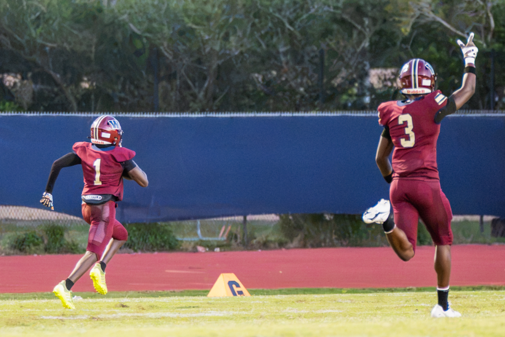 Wekiva defensive back Dominique Walker returning an interception for a touchdown against Lake Nona