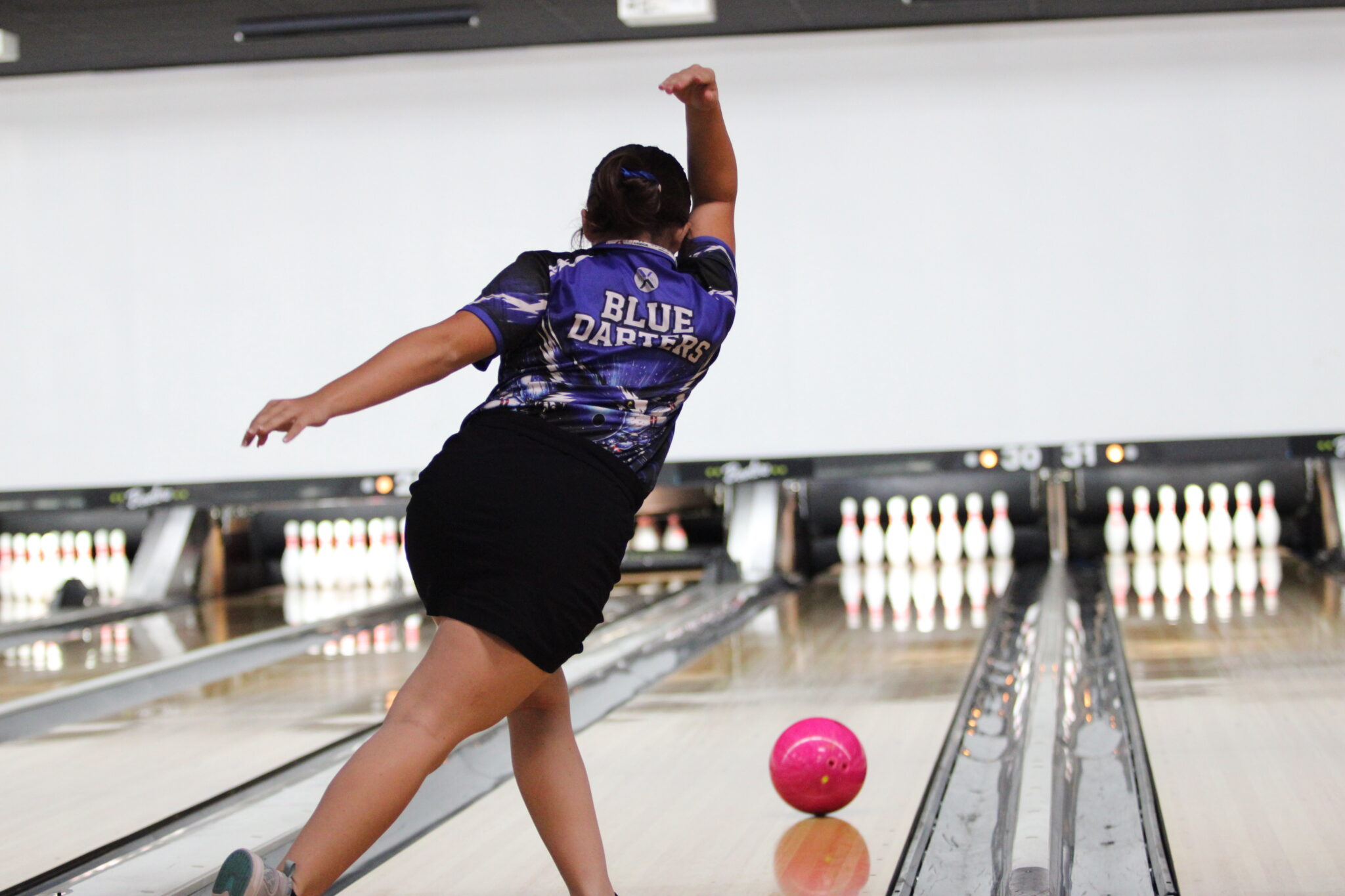 Madelynn Scofield's perfect form delivery results in a strike.