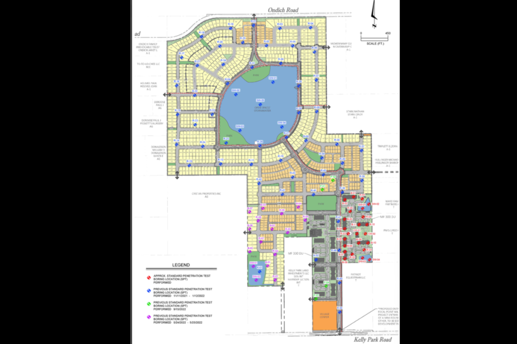 A plan shows the overall layout of Crossroads at Kelly Park, including residential lots, parks and stormwater areas. Apopka’s Development Review Committee cleared a revised construction site plan for Phase 3B on Wednesday.  
